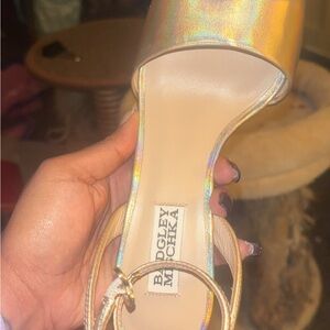 Badgley Mischka Iridescent Gold Heels